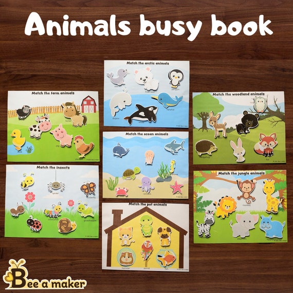 Animals Busy Book habitats Homes Babies Alphabets Names - Etsy UK