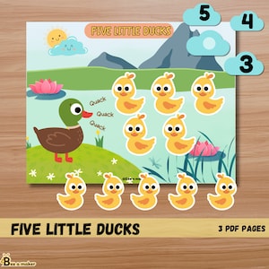 Página del libro ocupado de la canción infantil de los cinco patitos