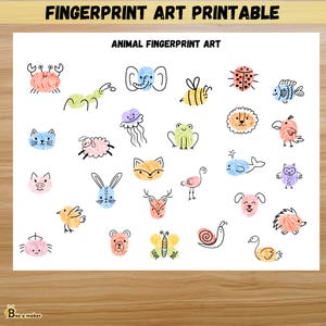 Arte de huellas dactilares de animales, imprimibles de huellas dactilares para niños, arte de huellas dactilares, actividades de educación en casa, actividades para niños pequeños