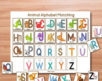 Livro de atividades para impressão com alfabeto de animais em PDF, para crianças pequenas, pré-escola, educação domiciliar, material Montessori