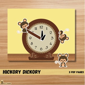 Secuencia de canciones infantiles de Hickory Dickory Dock, póster y actividad de libro ocupada