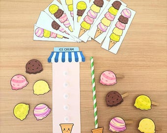Ice Cream Builder Activity – Printable Fine Motor & Pattern Matching Game