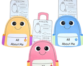 All About Me Backpack Craft Printable | Back to School Activity | First Day of School | Preschool & Kindergarten Worksheet