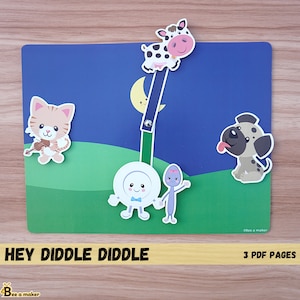 Hey Diddle Diddle, nursery rhyme busy book printable pdf pages, nursery rhyme sequence for toddlers, Preschool and homeschool