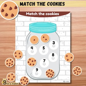 Cookie Matching Busy Book Page | Number Recognition Printable for Toddlers and Preschoolers