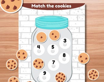 Cookie Matching Busy Book Page | Number Recognition Printable for Toddlers and Preschoolers