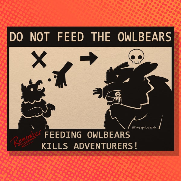 Do Not Feed the Owlbears Funny Nature Park Warning Sticker