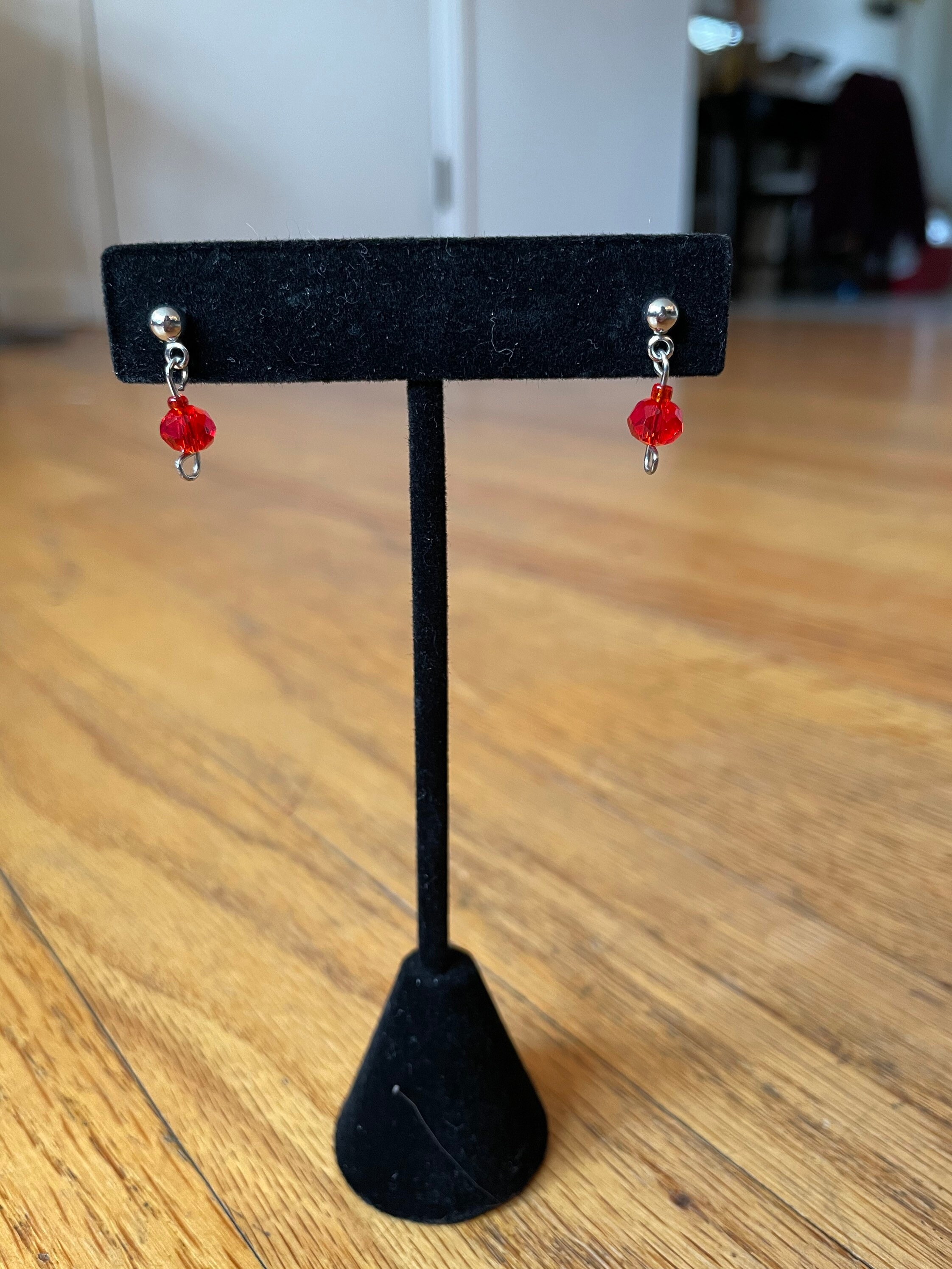 Red stud earrings Etsy