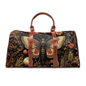 Vintage Moth Luggage Suitcase, Dark Gothic Inspired, Botanical Suitcase, Carry-on Travel Luggage,