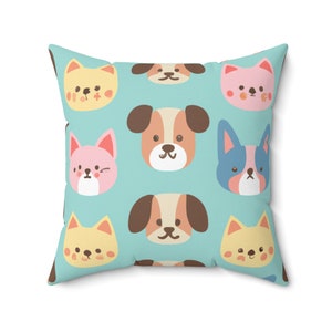 Puppies & Kittens Pillow-Accent Throw Pillow-Colorful Fun Aesthetic and Home Decor-Cats and Dog Theme for office, game, child, or pet's room