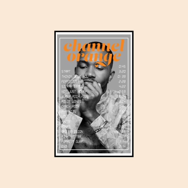 Channel Orange - Frank Ocean 11x17 B&W Tracklist Poster // Digital Artwork