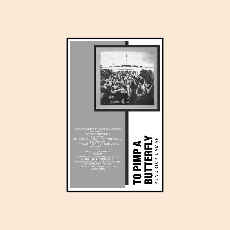 To Pimp A Butterfly Kendrick Lamar 11x17 Minimal Tracklist Poster