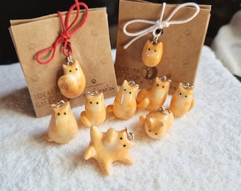 Custom Orange Cat Pendant: Personalized Polymer Clay Charm for Necklace, Keychain, Phone Bag