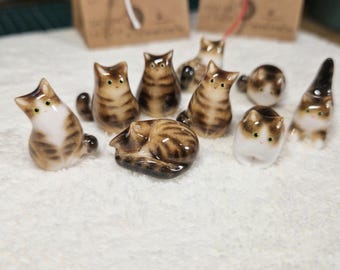 Brown tabby cat figurine: Custom Brown and White tabby cat figurine from photo of your cat