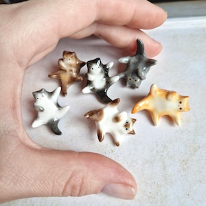 Custom Polymer Clay Cat lying or sitting Figurine - Handmade Miniature Sculpture