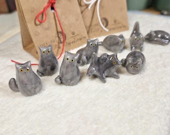 Custom Gray cat figurine: Personalised gifts for grey cat lovers from photo