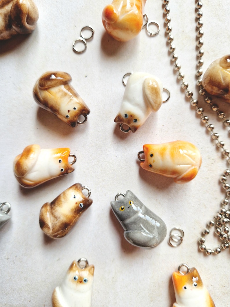 Custom Cat Charm Pendant: Handmade Polymer Clay Pet Portrait From Photo ...