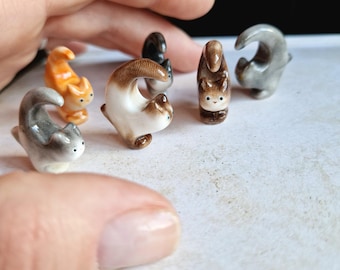 Handmade Miniature Polymer Clay Running Cat Figurine: Custom Cat Sculpture, Personalized memorial 25x30х15 mm