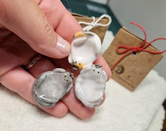 Worry Stone Cat Pendant: Custom Funny Belly Up cat Charms from photo of your cat