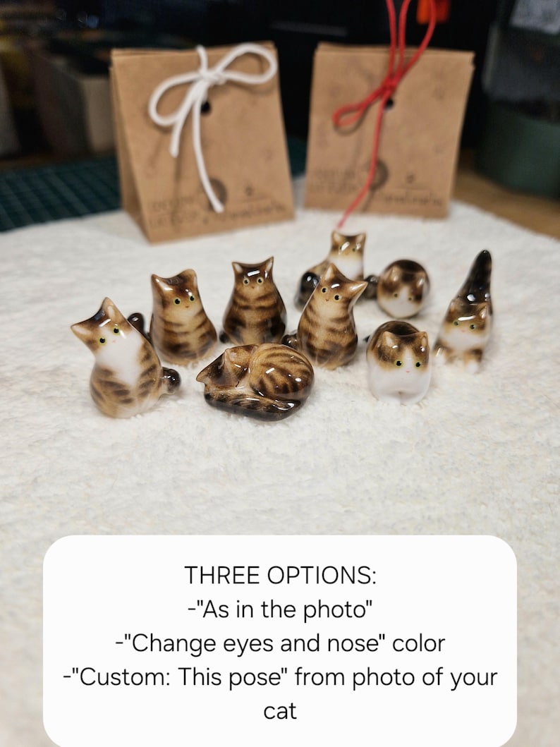 Custom Brown and White tabby cat figurine from photo of your cat