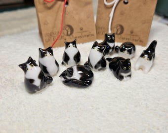 Tuxedo Cat Figurine: Custom Black and White cat figurine from photo