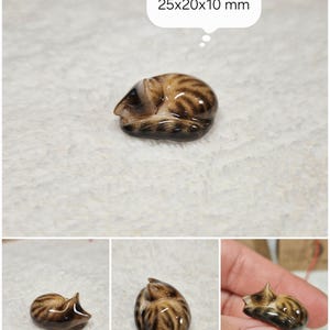 Sleeping Brown tabby cat figurine