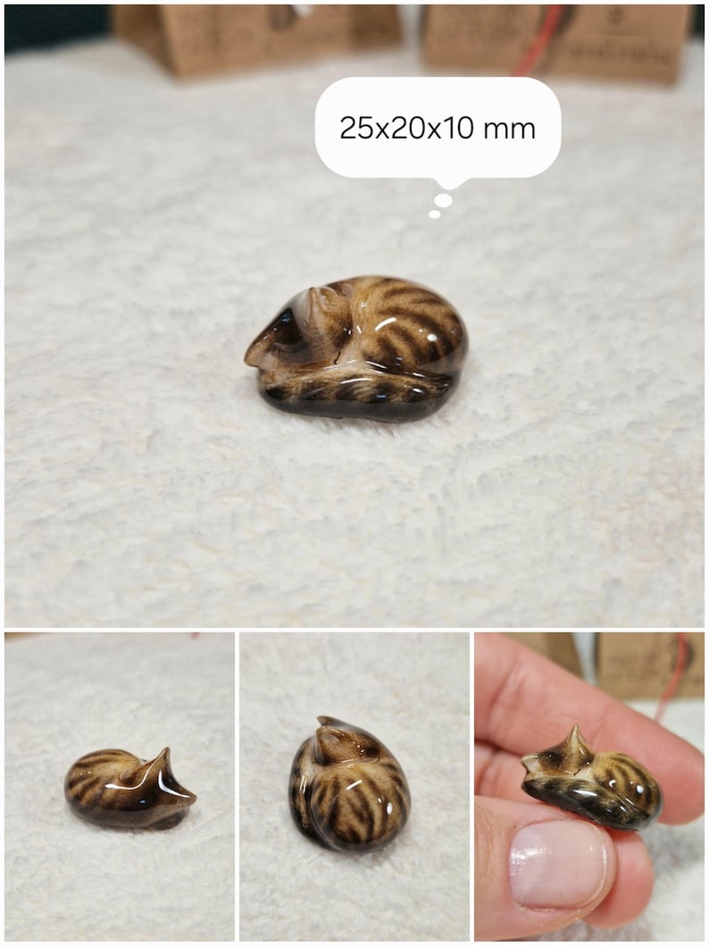 Sleeping Brown tabby cat figurine