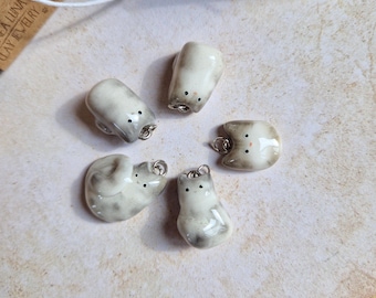 Custom Light Gray Tabby Cat Polymer Clay Pendant - Handmade Tiny Cat Charm from photo