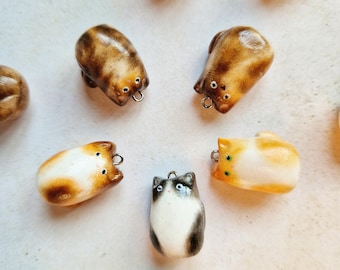 Handmade Polymer Clay Cat Pendant Necklace: Custom Pet Portrait (18x10 mm)