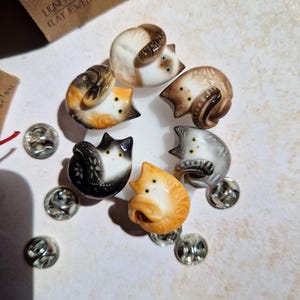 Broche personalizado de gato: Pin em relevo com estampa de gato malhado, laranja, tricolor, siamês ou smoking para mochilas, 20x20x15 mm