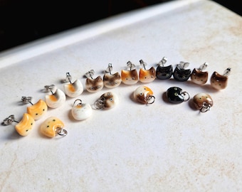 Custom Polymer Clay Cat Earrings with Pendant - Personalized Pet Portrait