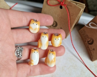 Custom Orange and White Cat Charm: Handmade Polymer Clay Pet Pendant (18x10x7mm)