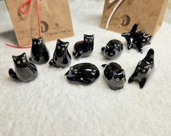 Custom Black Cat Sculpture – Handmade Polymer Clay Pet Memorial Figure, Personalized Cat Lover Gift