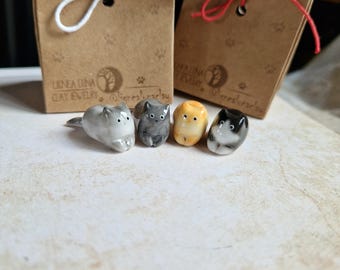 Custom Polymer Clay Cat Figurine: Miniature Laying Cat Sculpture From Photo (15x15x25mm)