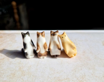 Personalized Polymer Clay Cat Figurine: Custom Miniature Cat in gopher pose Sculpture 20x28x13mm