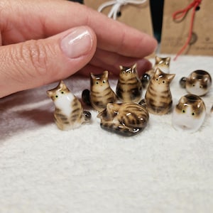 Personalized Brown tabby cat figurine: Custom Brown and White tabby cat figurine from photo of your cat