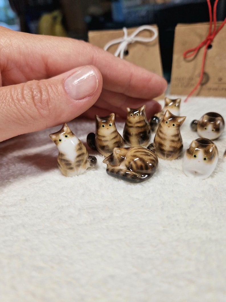 Personalized Brown tabby cat figurine: Custom Brown and White tabby cat figurine from photo of your cat