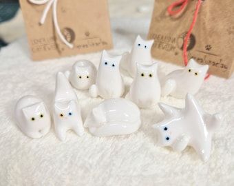 Custom White cat miniature figurine: Personalized cat loss gifts