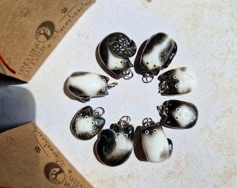 Custom Tuxedo Cat Polymer Clay Pendant Necklace - Personalized Tiny black and white cat charms