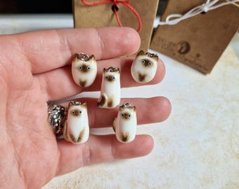 Custom Siamese Cat Memorial Pendant from Photo: Pet Loss Gift, Handmade cat keepsake jewelry