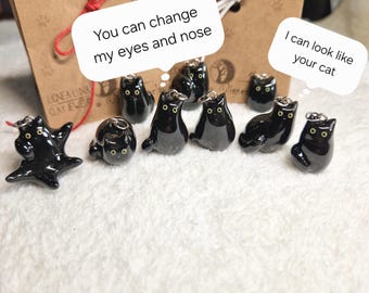 Custom Black Cat Pendant from photo: Polymer Clay Charm for Necklace, Phone, Keychain