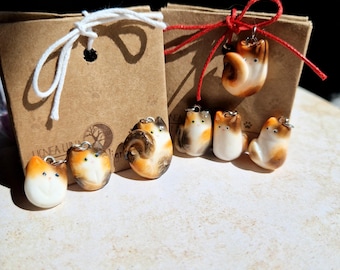 Custom Calico Cat Polymer Clay Charms: Personalized Tortoiseshell cat pendant from photo