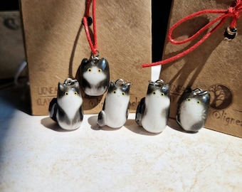 Custom Polymer Clay Cat Charm Necklace: Personalized Tuxedo Cat Memorial Pendant