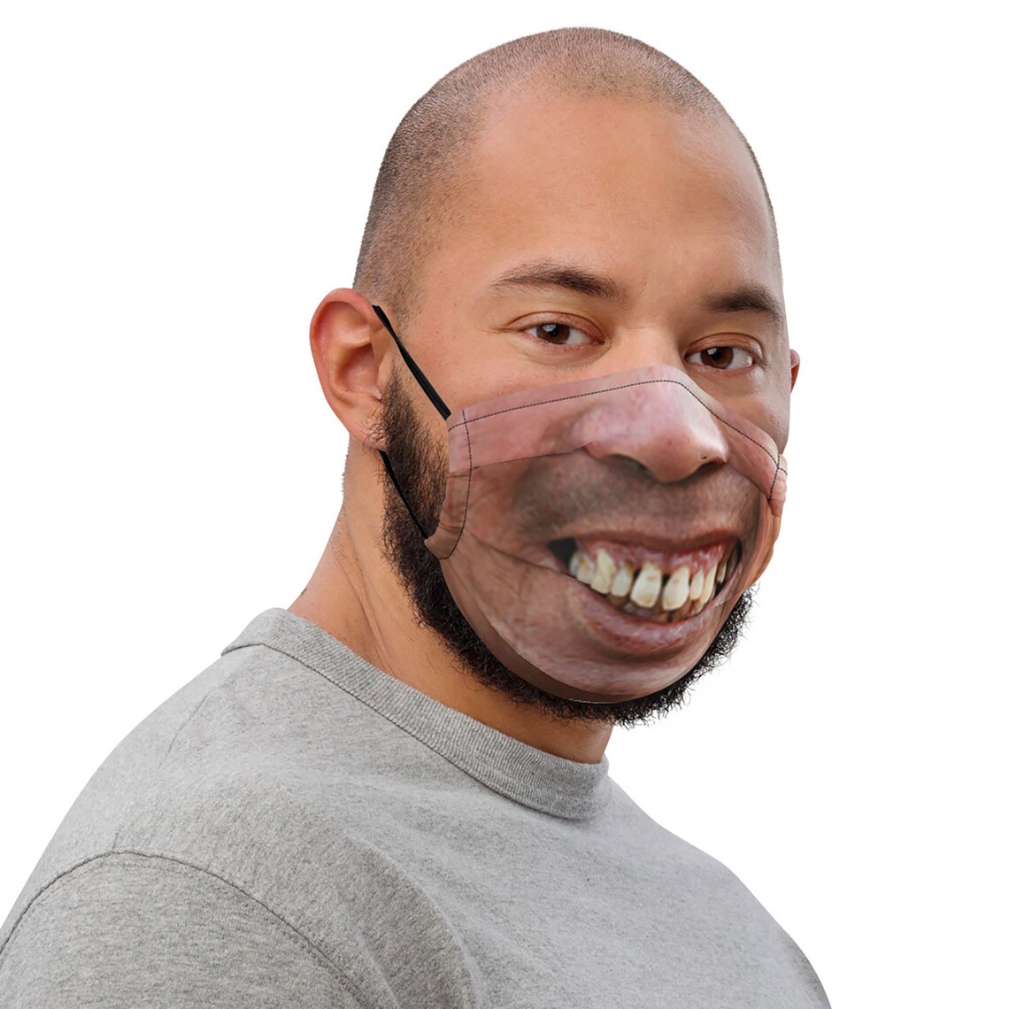 Funny Face Mask Ugly Teeth Crazy Premium Face Mask Prank Etsy