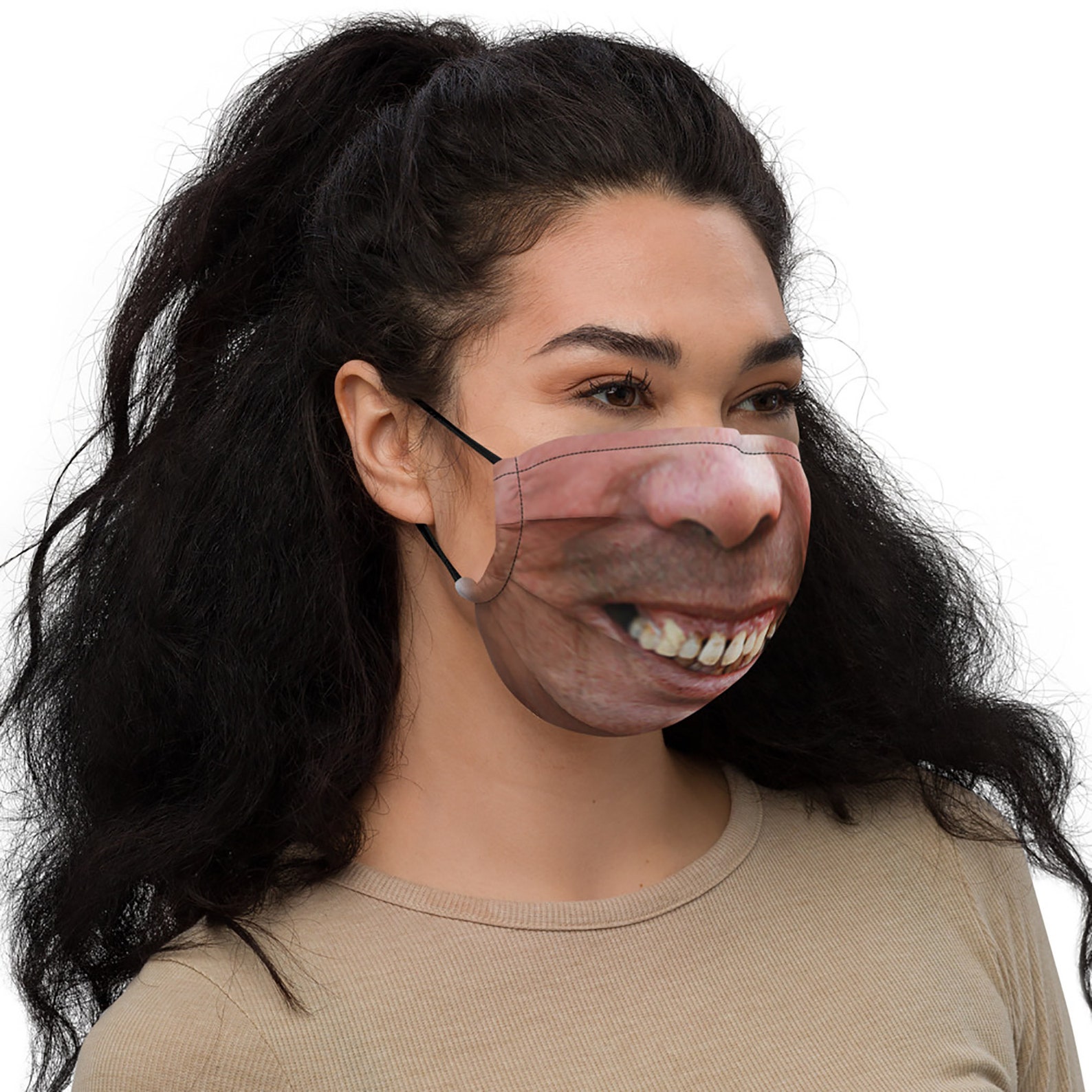 Funny Face Mask Ugly Teeth Crazy Premium Face Mask Prank Etsy