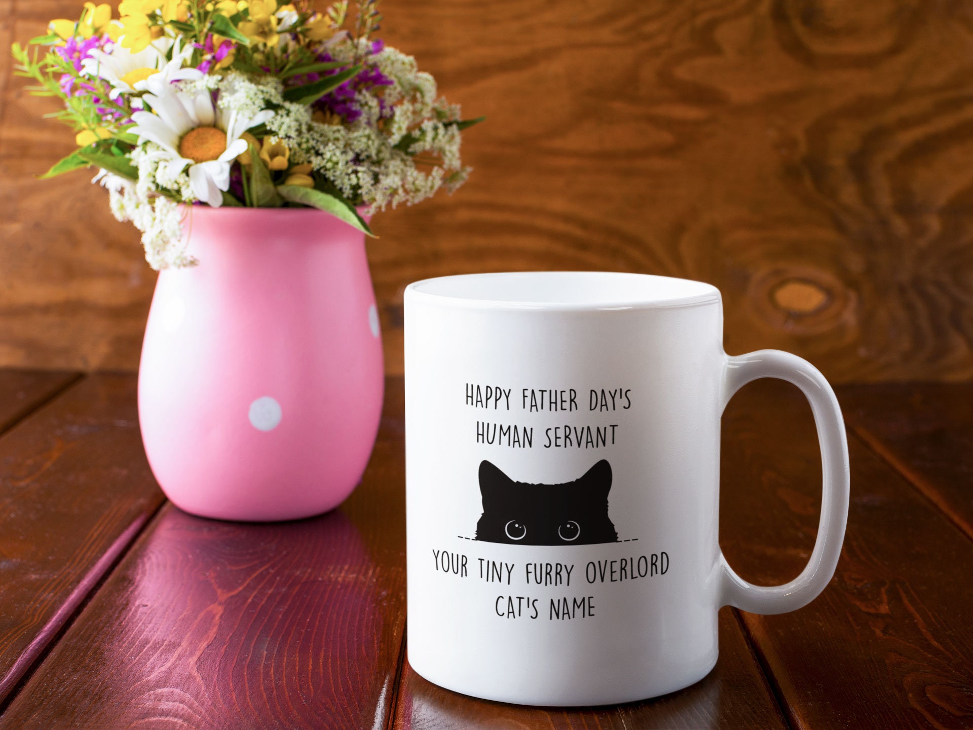 Cute Black Cat Mugs Human Servant Your Tiny Furry Overlord Etsy