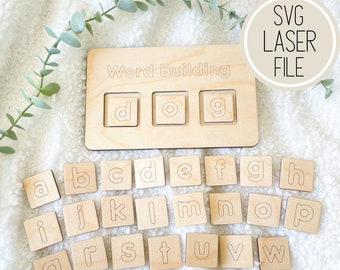 SVG Laser Cut File Word Building Childs Learning Activity / GlowForge Tested