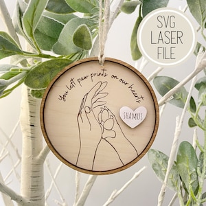 SVG Laser Cut File Memorial Dog Christmas Ornament / Engraved Heart / Pet Remembrance Gifts GlowForge Tested