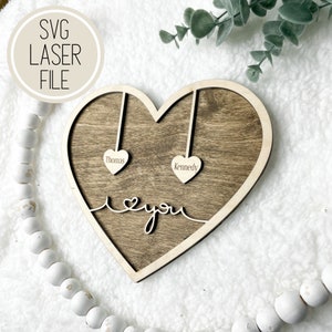 SVG Laser Cut File Valentines Couples Heart Sign | Girlfriend/ Boyfriend Valentine Gifts / GlowForge Tested