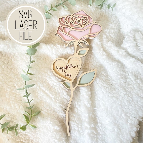 Fichier SVG découpé au laser, bonne fête des mères, cadeau floral / cadeaux pour maman / testé par GlowForge